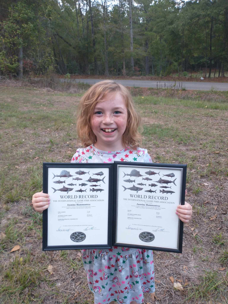 Jasmine Hammontree, 7 year old IGFA 3x world record holder