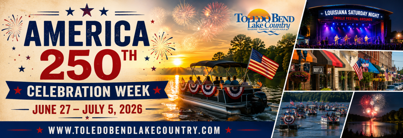 Photos of boat parade, concert, toledo bend sunset